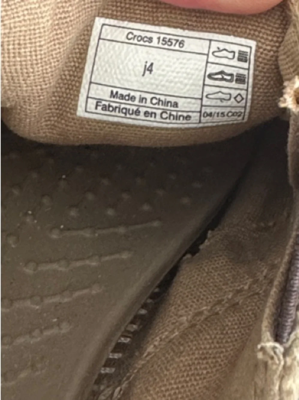 CROCS Kid’s Beige Canvas Slip-On Loafers size 4Y